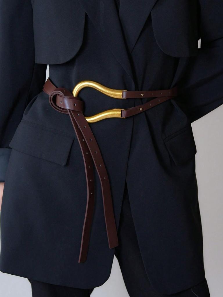 1pc Women's Suit Waist Belt, Versatile Wide Horseshoe Buckle Decoration Belt For Skirt Summer, School Fall, Autumn, Halloween