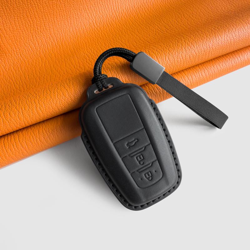 Genuine Leather Key Cover for Toyota Highlander, Camry, and RAV4