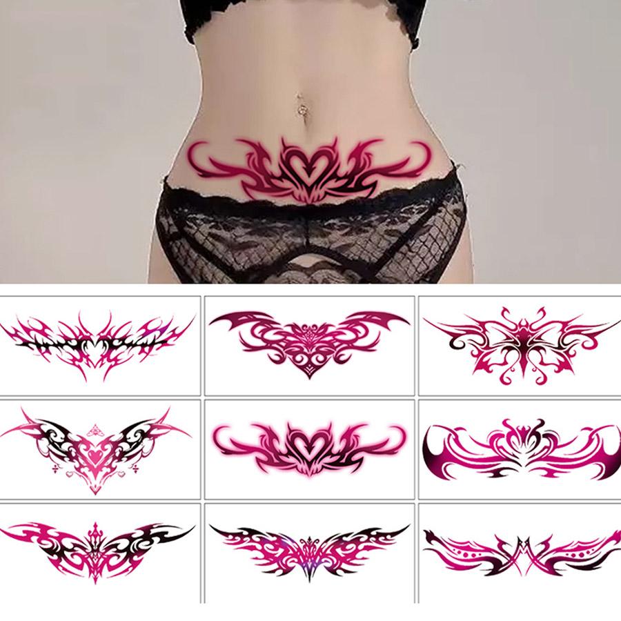 temporary tattoo Sexy Abdominal and Chest Tattoo Stickers 9 Sheets Abdominal Tattoo Back  High Quality