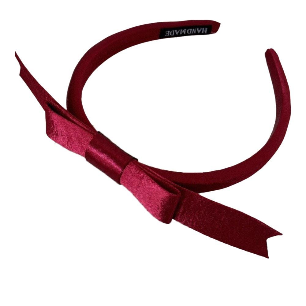 Тонкая балеткорная повязка на голову Сатиновая женская повязка на голову Элегантная повязка на голову с бантом Девочка/Женщина красный