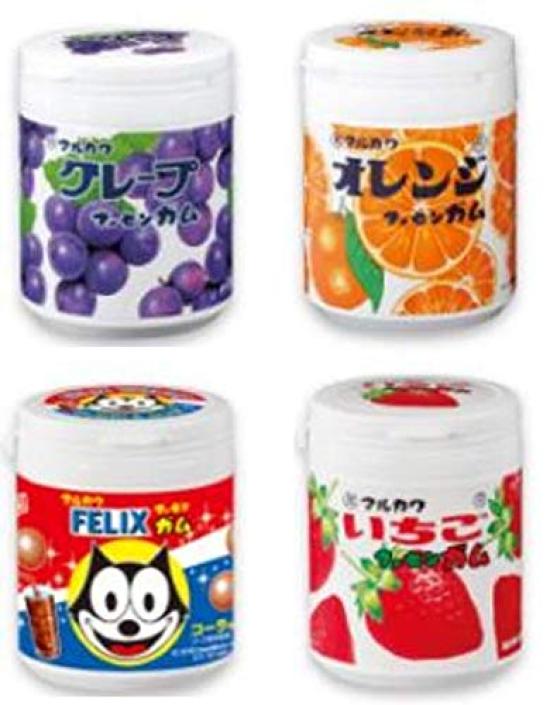 

Marble Gum Bottle 130g Set of 4 by Marukawa Seika (Grape, Orange, Strawberry, Cola)