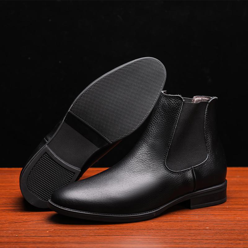 Elegant Chelsea Boots Leather Men Slip-on Dress Formal Boots Model Fashion Motorcycle Boots Vintage British Style Platform Boots