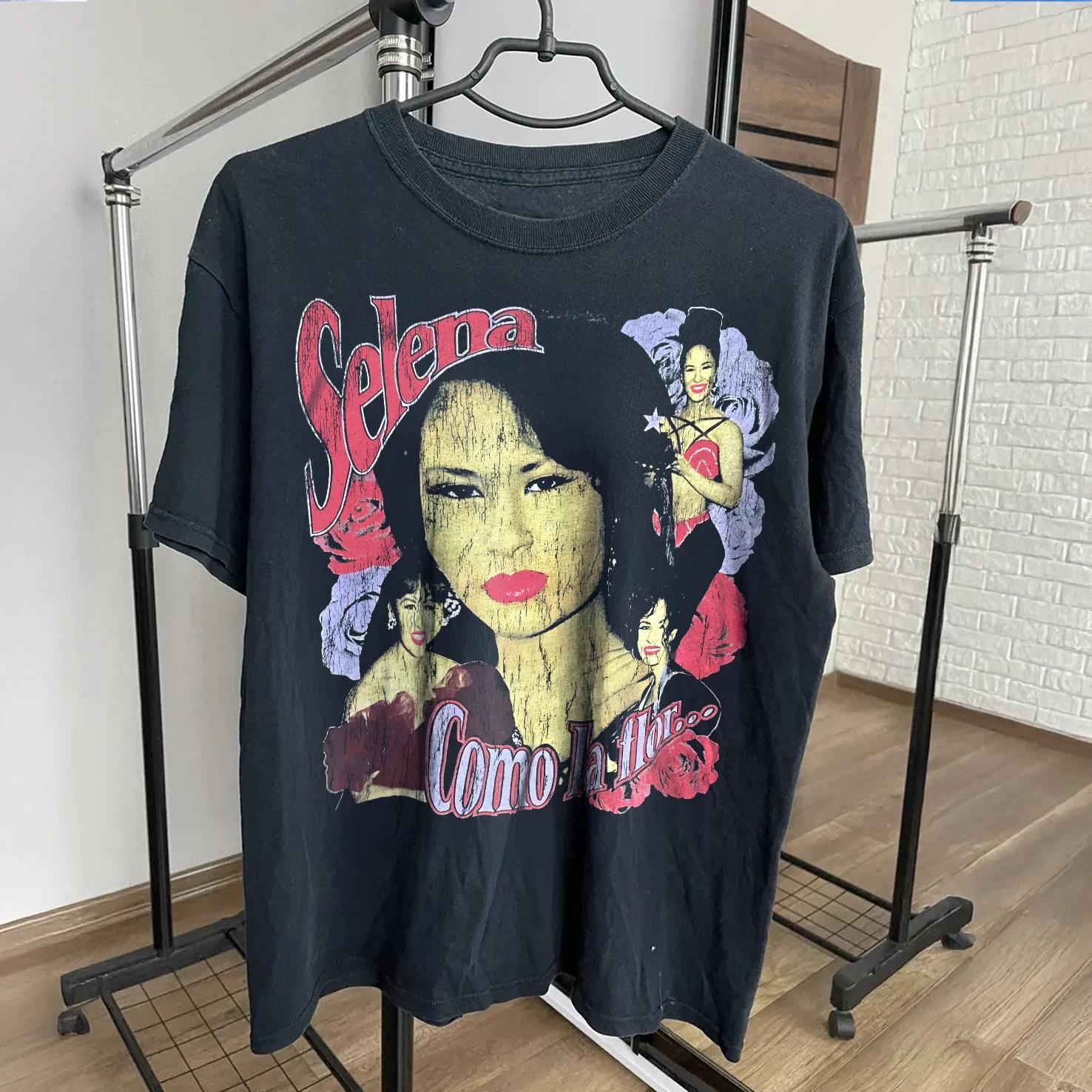 90s Selena Quintanilla Como La Flor Aged T-Shirt Black L 4XL