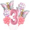Palloncini Numerici Farfalle Rosa Materiale Foil Palloncini Fiore Happy Birthday 1-9 Palloncini Foil Forniture per Feste di Compleanno