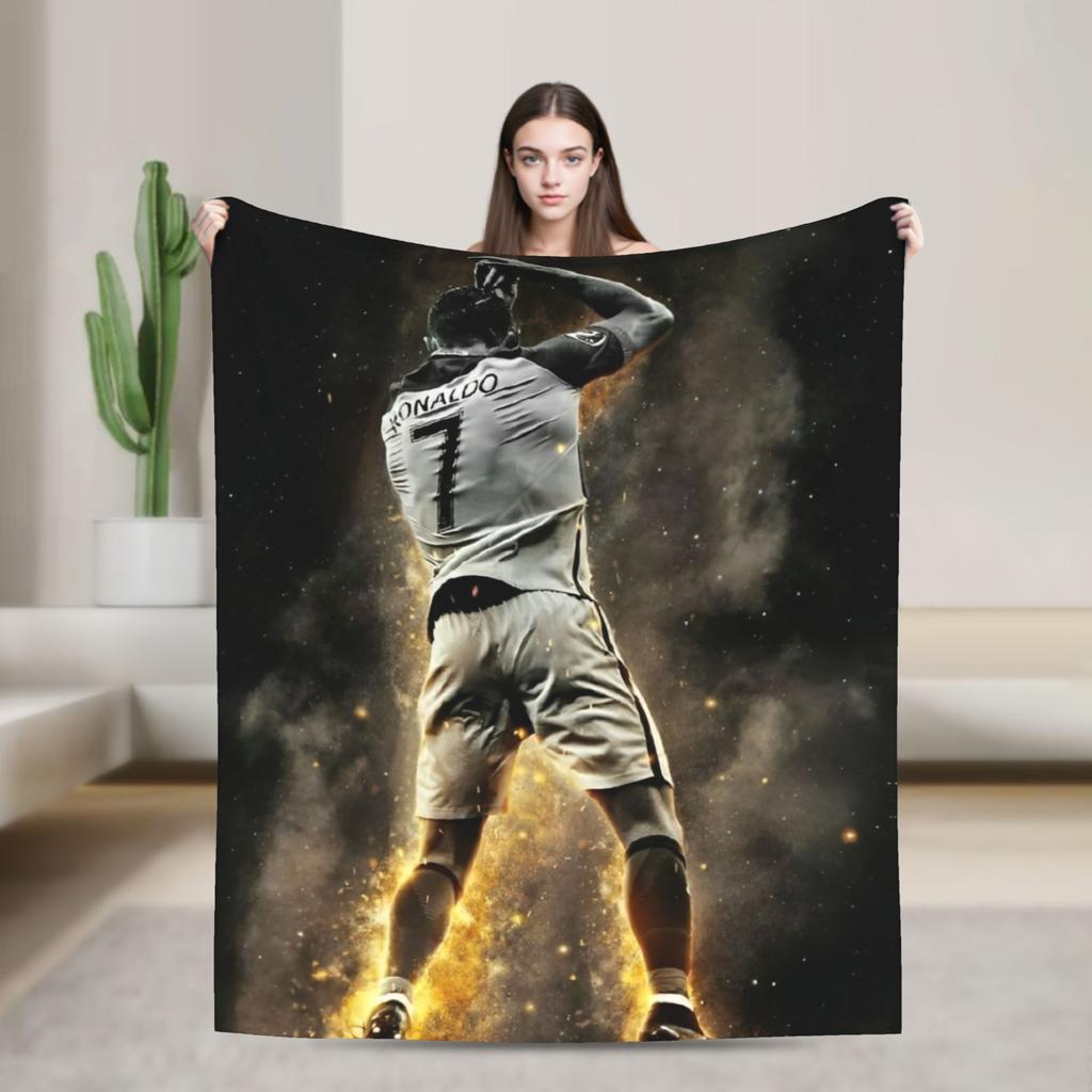 Football CR7 Blankets Coral Fleece Plush Ronaldos Ultra-Soft Throw Blanket for Outdoor Travel Bedspread