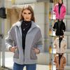 Shimmer Fleece Women's Autumn Winter New Fashion Long Sleeve Open Coat Zippered Plush Patchwork Women's Jacket