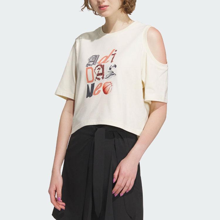Adidas NEO Graphic Tee With Letter Pattern Women Tops Off-White IK7670
