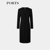 PORTS Women's Long-Sleeve Round Neck Mid-Length Wool Blend Coat