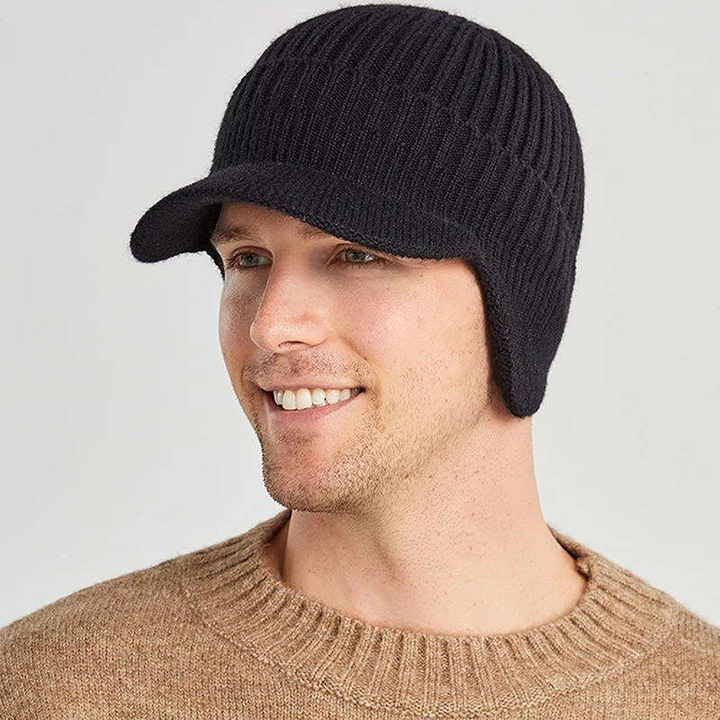 European And American Men Winter Warm Ear Protection Knitted Hat Outdoor Riding Fleece Hat