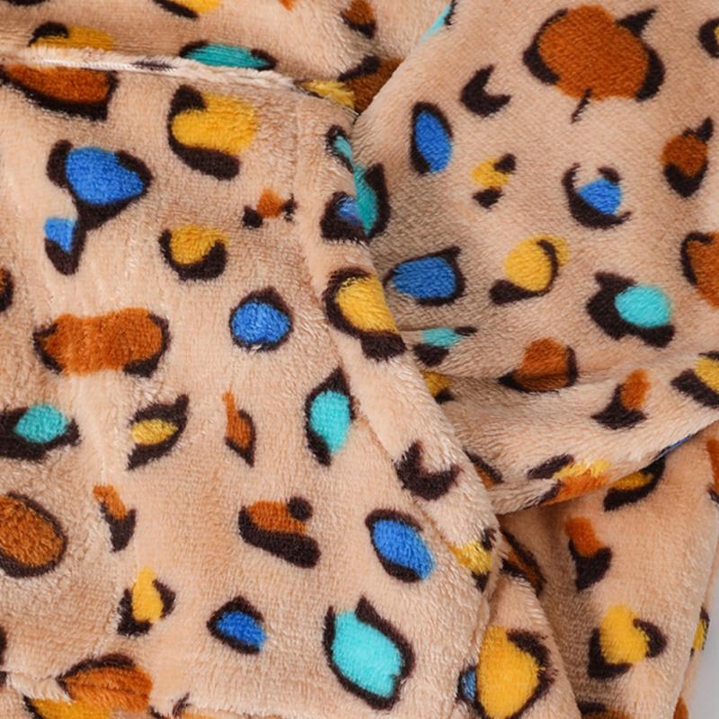 Dětská mikina Dětská mikina s kapucí z korálového sametu s leopardím potiskem