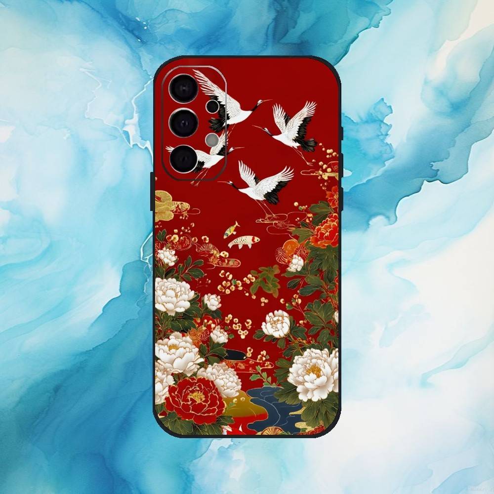 Lucky Crane Phone Case For Samsung Galaxy A73,A72,A71,A70,A53,A52,A51,Soft Silicone Black Cover