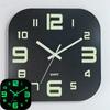 30cm Square Luminous Wooden Wall Clock Silent Clock MDF Wood Grain Luminous Creative Fluorescent Clock