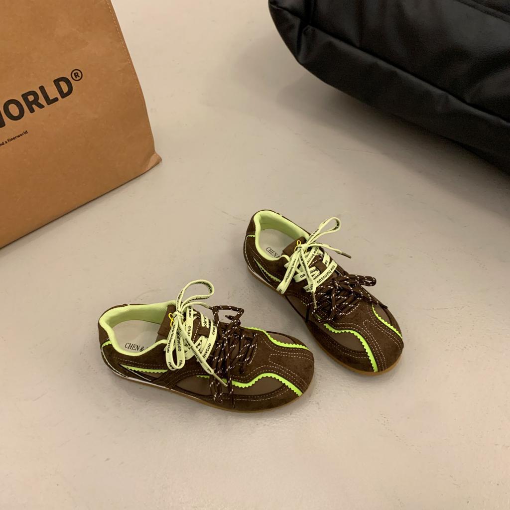 Färgmatchande snörskor med dold platå för moralträning sport- och fritidsskor brädskor dam hösten 2025 nya halkfria sulor Forre