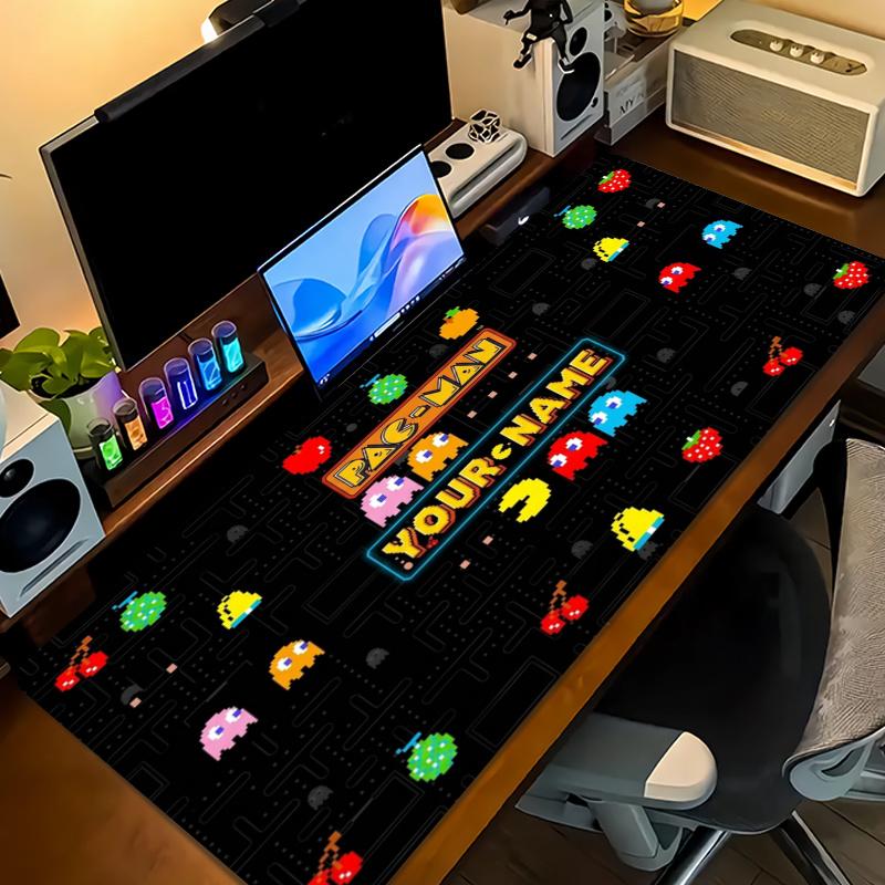 Retro Pacman Custom Name Large Size Mouse Pad Gaming Table Cushion Nonslip Laptop Tablet Big XXL Mat Mini PC Playmat With Lock edge