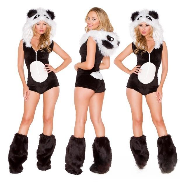 Animal Furry Costume Hood With Mini Skirt Halloween Carnival Cosplay Dress Up Party Outfit