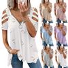 New Foreign Style Women's T-Shirt V-Neck Zipper Printed Loose Casual Top