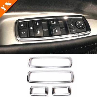 4 piezas para Dodge Journey Fiat Freemont 2013-2016 ABS Cromo Cubierta del Marco del Botón del Interruptor de Elevalunas de Puerta del Reposabrazos del Coche