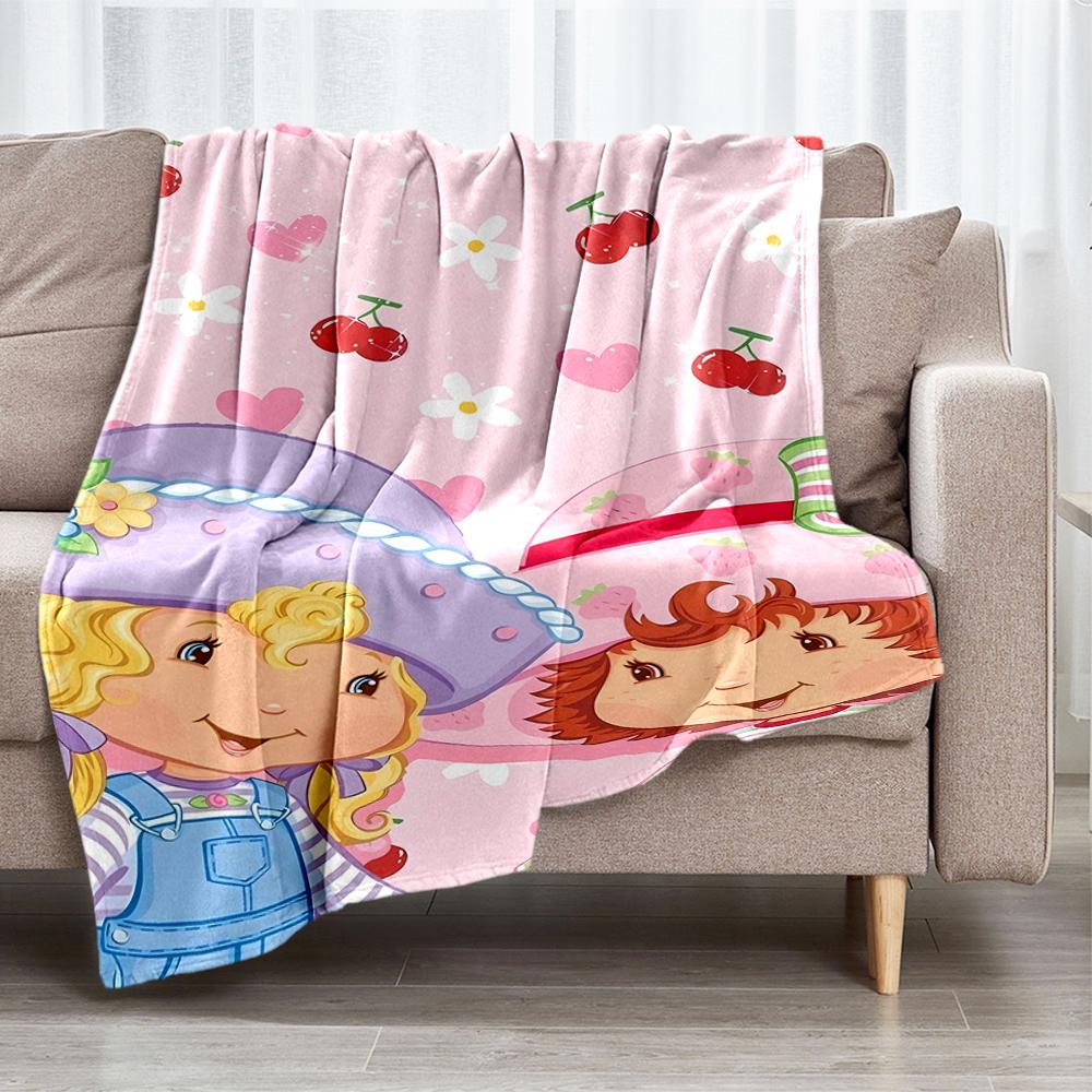 Aardbei Shortcake Thema Bedrukt Deken - Perfect voor Bank, Bed, Reizen & Buitengebruik | Machine Wasbaar, Gezellig & Duurzaam.