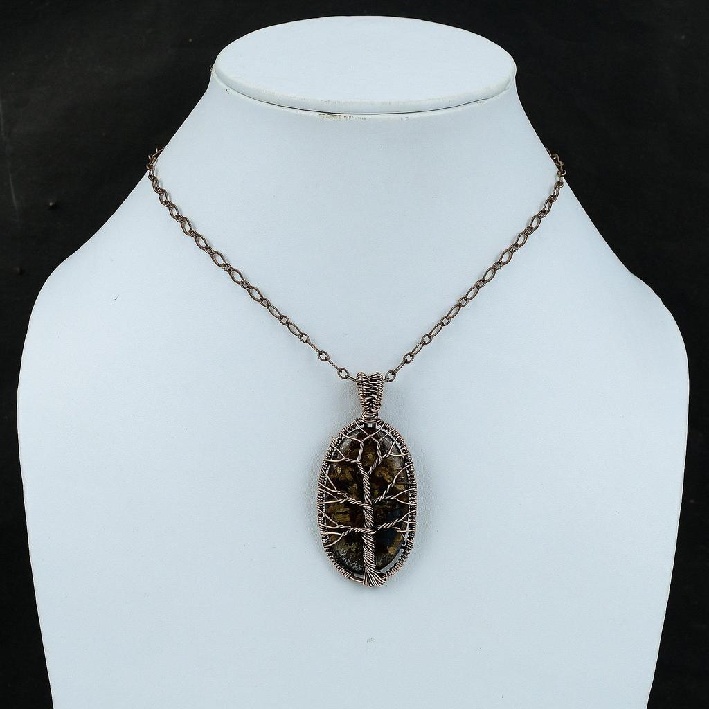Tree Of Life Bronzite Pendant Copper Wire Wrapped Pendant Handmade Pendant Dainty Copper Jewelry Gemstone Pendant Wire Wrap Bronzite Jewelry