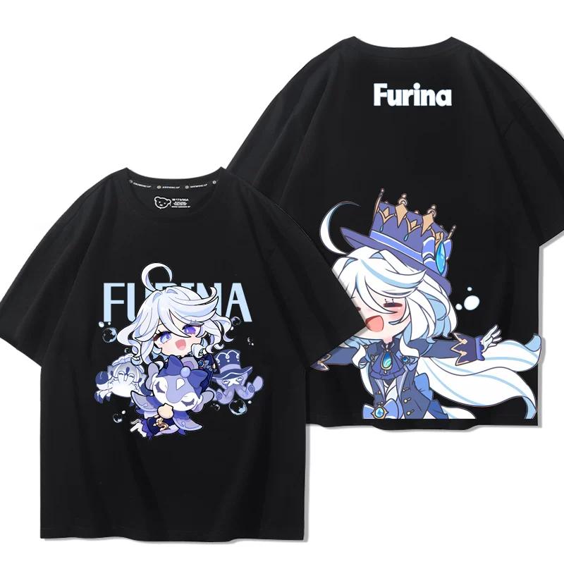 Popolari T-shirt da Uomo Genshin Impact Furina Stampa 3D Manica Corta Magliette Moda Uomo Donna Girocollo Top Abbigliamento Estivo