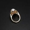 Retro Lace Diamond-Accent Pearl Ring for Women - Adjustable Shell Pearl, Elegant Gift for Mothers and Elders