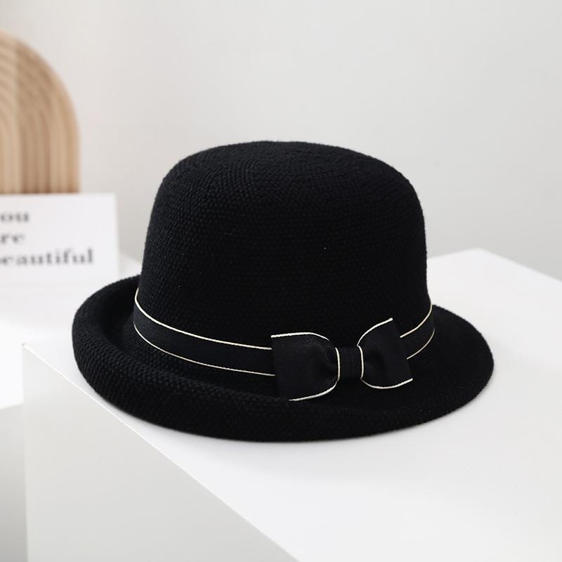 Un Protection Bow Bucket Hat Breathable Elasticity Fishmen Hat Casual Women Outdoor Sun Hats Travel Beach Hats