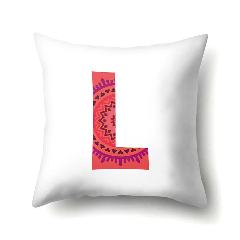 Polyester Pillowcase Home Geometric Striped Print Pillowcase 26 English Letter Cushion Cover
