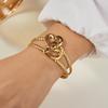 Delicate Pressed Flower Stainless Steel Bracelet for Women Vintage Bow Heart Pattern Dot Bangle Friendship Jewelry Gifts