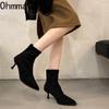 Fashion Pointed Toe Elastic Slim Ankle Boots For Women High Heels Autumn Winter Shoes Ladies Botas Mujes