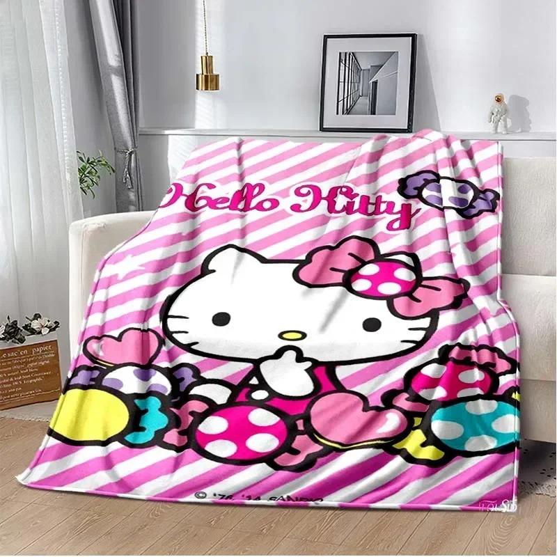 HelloKitty Cartoon Anime Kawaii Blanket for Kids Super Soft Cute Blanket for Travel Bedding Couch Sofa Bed Blanket Birthday Gift