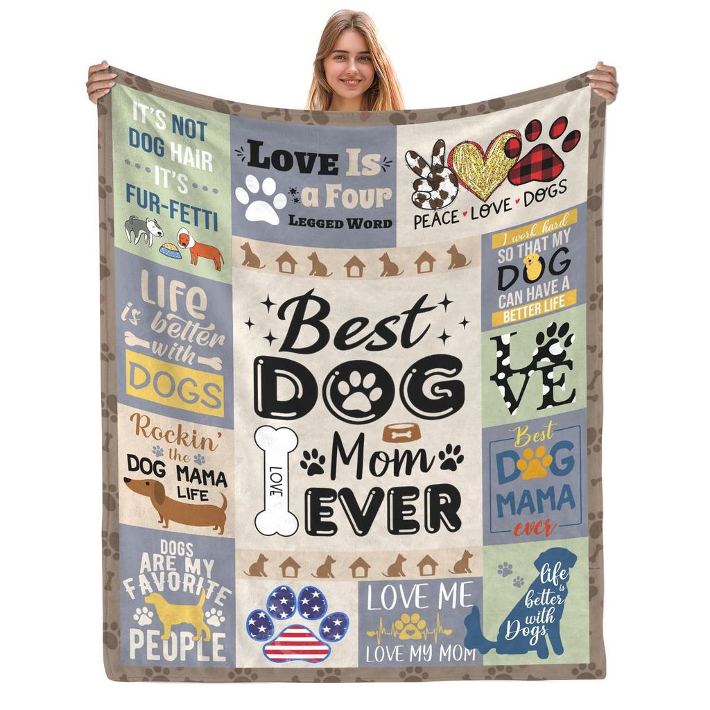 Dog Theme Digital-printed Polyester Bedroom Velvet Flannel Soft Sofa Cover Blanket Fleece Soft Sofa Cover Blankets for Beds