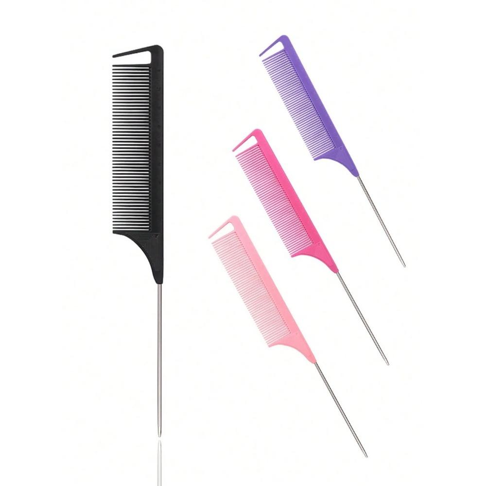 Stainless Steel Pointed Tail Comb, Professional Hair Styling & Parting Comb, Salon Hairdressing Tool,Suitable for Real Hair Wigs