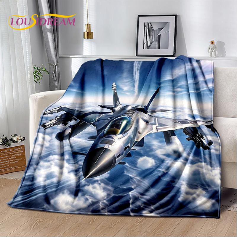 3D Space Spitfire Aircraft  Air Force Jet Fighter Cartoon Blanket,Soft Throw Blanket for Home Bedroom Bed Sofa Cover Child Gift