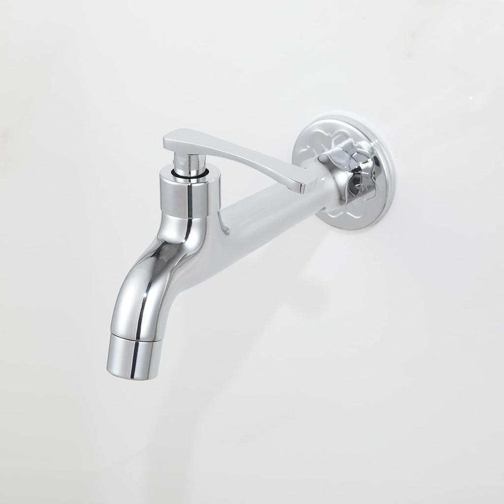 Brass Outdoor Wall Mounted Faucet Mop Basin Single Cold Tap Chrome Garden Hose Spigot G 1/2 inch Connection