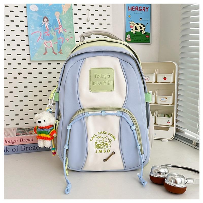 High Value, Fresh and Sweet, Contrasting Color Splicing Backpack, Girl Junior High School Student Lightweight Backpack