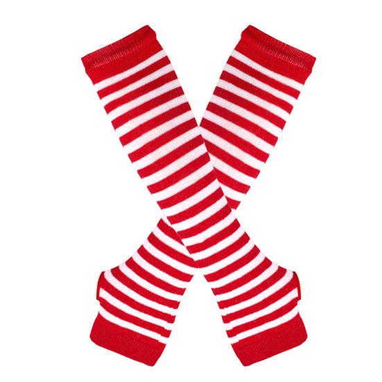 Long Striped Arm Warmers for Women Winter Long Fingerless Gloves Casual Knit Elbow Gloves with Thumb Hole