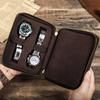Vintage Crazy Horse Leather Watch Box Handmade Square Four Piece Travel CardMechanical Watch Storage Box