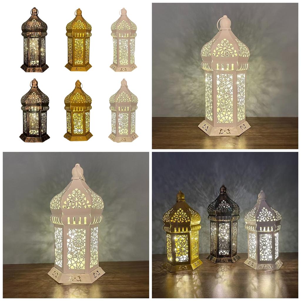 Floor Standing Candle Holder Handmade Iron Moroccan Type Wind Lantern for Ramadan Home Decoration and Celebrations