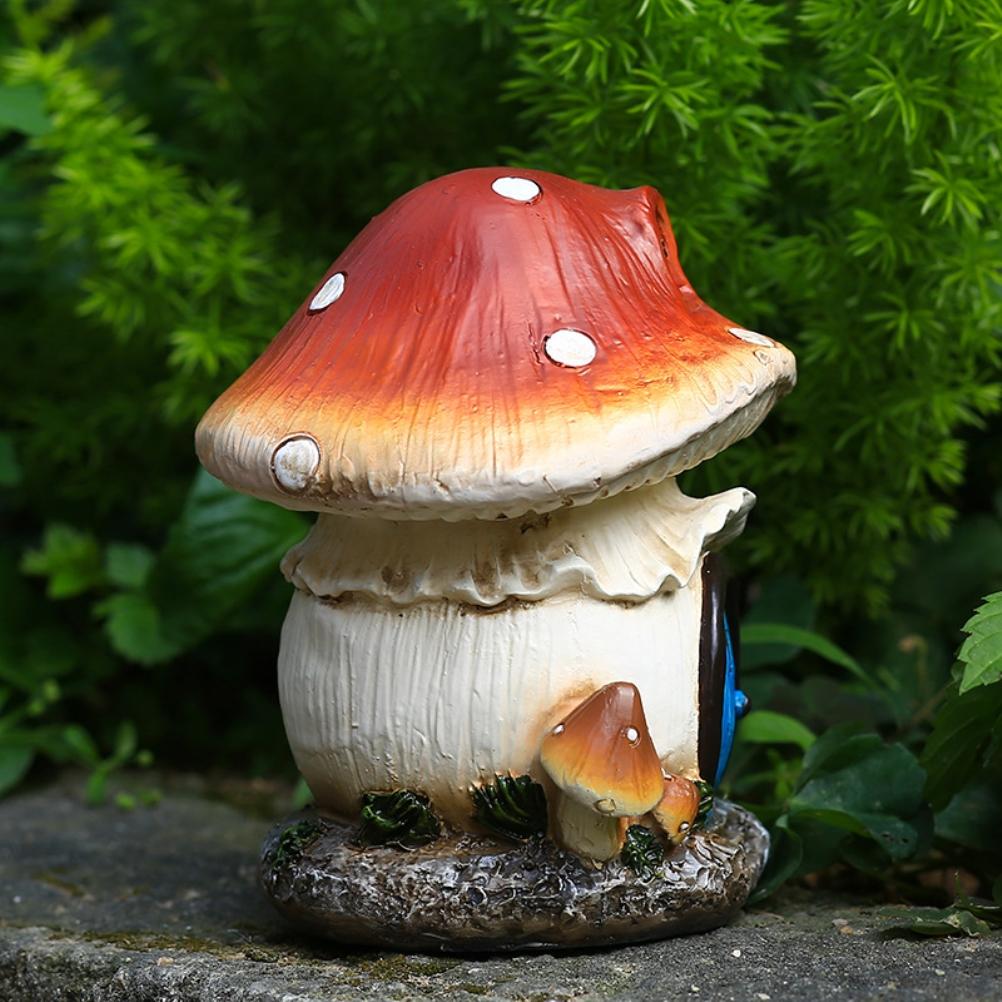 13cm Harz Pilzhaus Gartenornament Dekoration