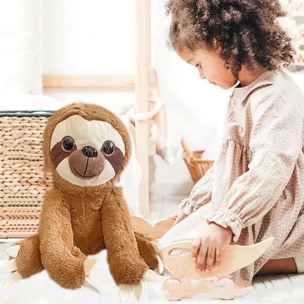 25CM Cuddly Sloth Plush Toy Big Eyes Soft Comfort Throw Pillow Grey Brown Koala Doll for Friends Christmas Birthday Gift