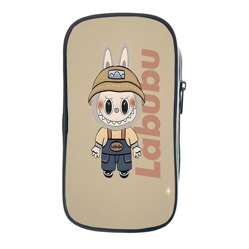 Labubu Cartoon Pen Bag The Monsters Printed Stationery Box Abubu Large Capacity Pencil Case Cute Anime Bags Student School Bag