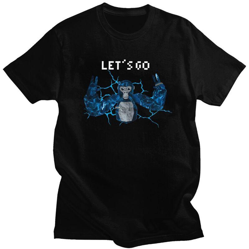 Male Lets Go Gorilla Gamer Meme T Shirt Round Neck Pure Cotton Short Sleeve TShirt Novelty Loose Oversized Summer Tyle Clothes
