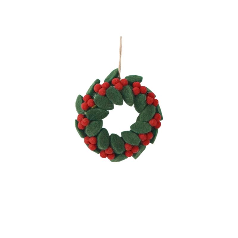 Soft Texture Christmas Wreath Ornament for Tree and Wall Placement with Display Loop for Seasonal Indoor Use Display