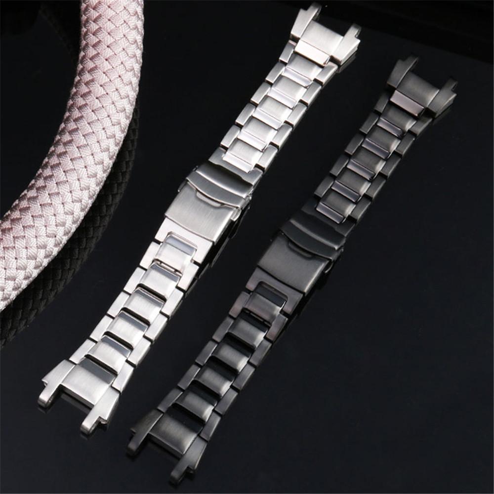 Edelstahl Uhrenarmband für Casio MTG-B1000 Herren Mattes Metall Schwarz Massives Armband Zubehör