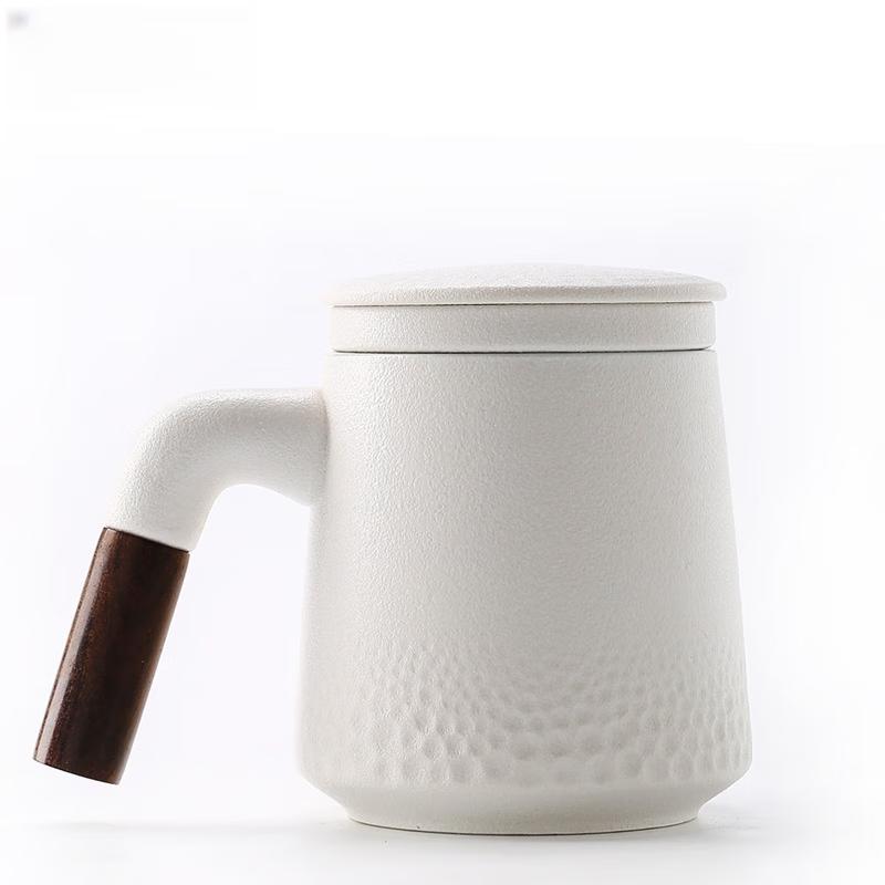 Ceramic Tea Infuser Mug with Wooden Handle