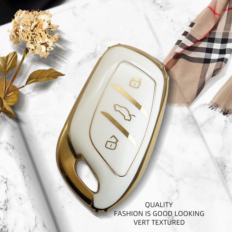 Luxurious Golden Edge Remote Key Case Full Cover For MG ZS EV MG6 EZS HS EHS For Roewe RX5 I6 I5 RX3 RX8 ERX5 Car