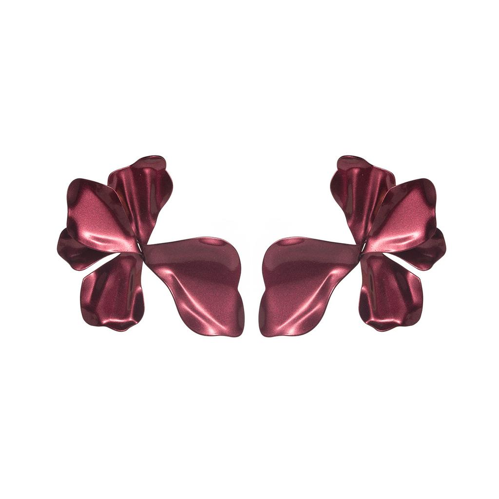 Simple Retro Baroque Style Spray Paint Petal Earrings High-end Versatile Party Ball Earrings