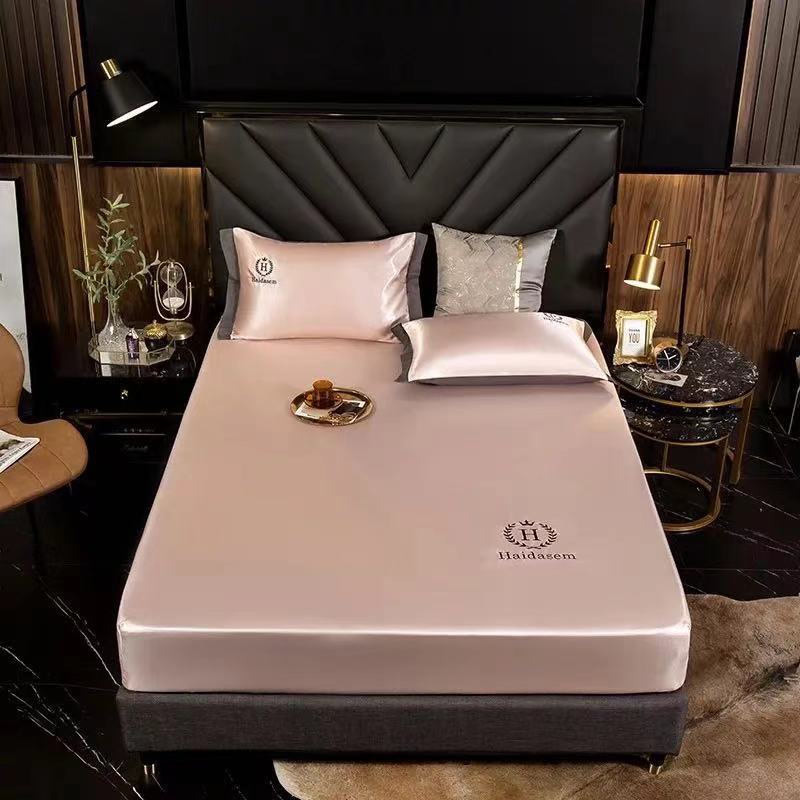 

Летняя роскошная простыня с имитацией атласа и шелка, однотонное постельное белье, наматрасник, простыня, наволочка с глубоким карманом, защита для матраса 200*220cm розовый