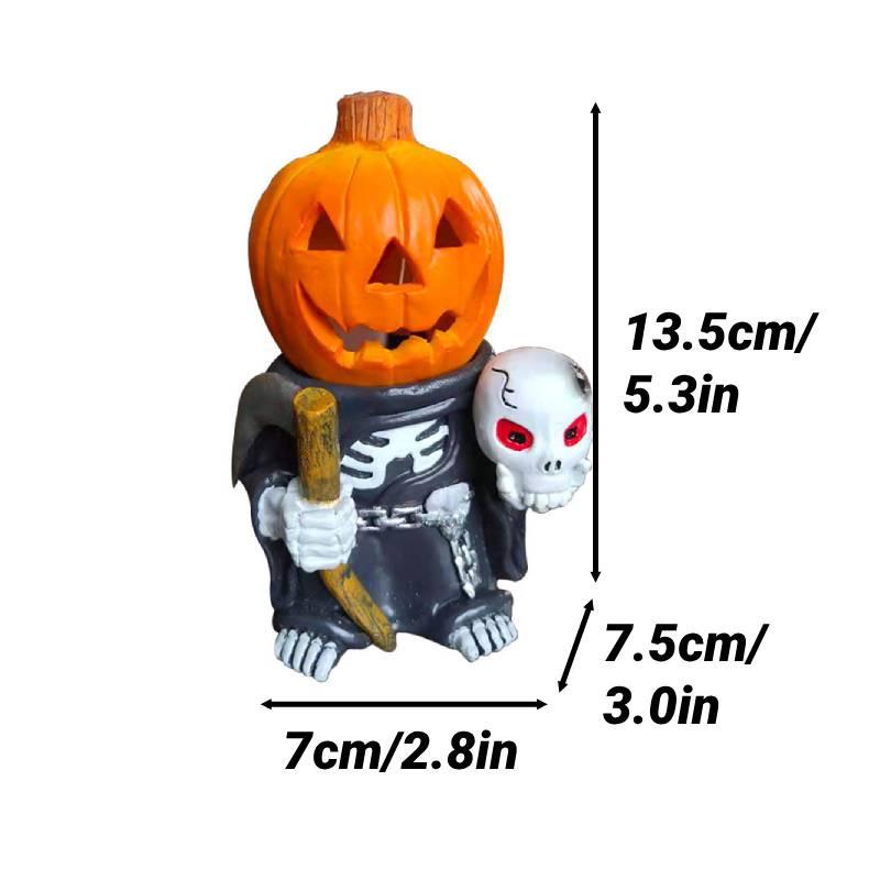 Pumpkin Resin Knight Halloween Decoration Figurine Light Garden Ornament Gift