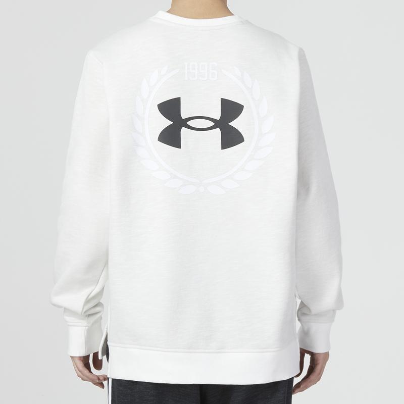 Under Armour Essential Heritage Fleece Crew Sweatshirt With Stripes Men Tops White 1373814-112
